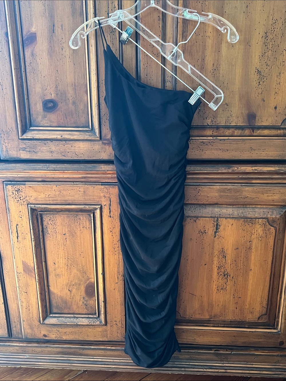 Hello Molly Black One-Shoulder Ruched Dress - Women's